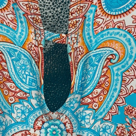 NWT Jantzen Blue Paisley Bandeau One-Piece Swim Suit Size 14. - Picture 5 of 12